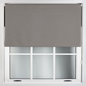 FURNISHED Blackout Roller Blinds - Dark Grey Trimmable Blind for Windows and Doors (W)195cm (L)210cm