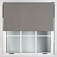 FURNISHED Blackout Roller Blinds - Dark Grey Trimmable Blind for Windows and Doors (W)220cm (L)210cm