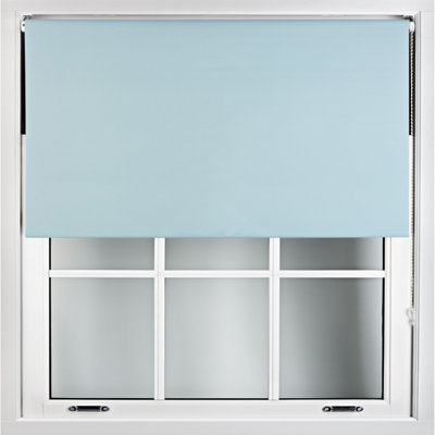 FURNISHED Blackout Roller Blinds - Duck Egg Blue Trimmable Blind for Windows and Doors (W)110cm (L)165cm