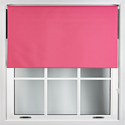 FURNISHED Blackout Roller Blinds - Fuchsia Pink Trimmable Blind for Windows and Doors (W)215cm (L)210cm