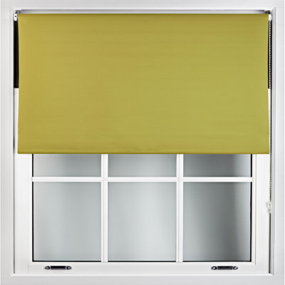 FURNISHED Blackout Roller Blinds - Green Trimmable Blind for Windows and Doors (W)130cm (L)210cm