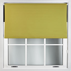 FURNISHED Blackout Roller Blinds - Green Trimmable Blind for Windows and Doors (W)185cm (L)210cm