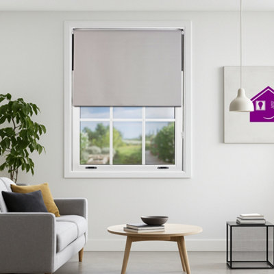 FURNISHED Blackout Roller Blinds Grey Trimmable Blind for Windows and