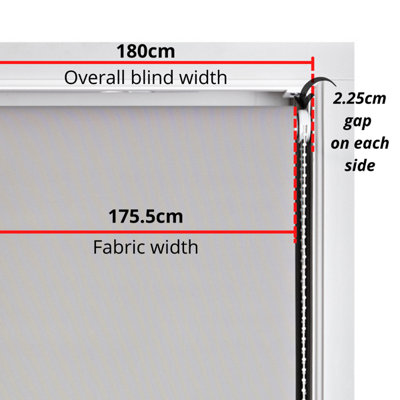 FURNISHED Blackout Roller Blinds - Grey Trimmable Blind for Windows and Doors (W)180cm (L)165cm - 5