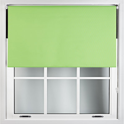 FURNISHED Blackout Roller Blinds - Lime Green Trimmable Blind for Windows and Doors (W)85cm (L)165cm