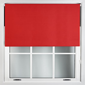 FURNISHED Blackout Roller Blinds - Red Trimmable Blind for Windows and Doors (W)105cm (L)165cm