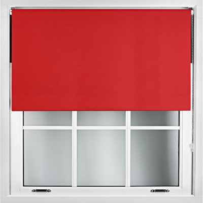 FURNISHED Blackout Roller Blinds - Red Trimmable Blind for Windows and Doors (W)130cm (L)165cm