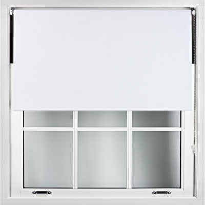 FURNISHED Blackout Roller Blinds - White Trimmable Blind for Windows and Doors (W)130cm (L)165cm