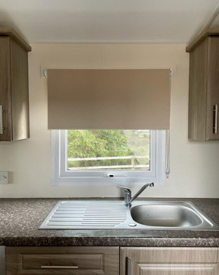 FURNISHED Blackout Roller Blinds - White Trimmable Blind for Windows and Doors (W)130cm (L)210cm - 6