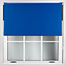 FURNISHED Blackout Roller Blinds with Metal Fittings- Blue Trimmable Blind for Windows and Doors (W)150cm (L)210cm