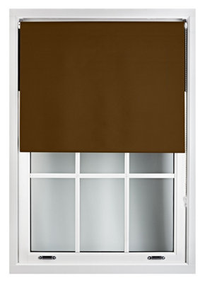 FURNISHED Blackout Roller Blinds with Metal Fittings- Brown Trimmable Blind for Windows and Doors (W)75cm (L)165cm