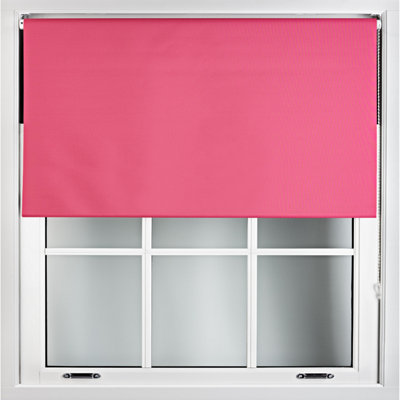 FURNISHED Blackout Roller Blinds with Metal Fittings- Fuchsia Pink Trimmable Blind for Windows and Doors (W)135cm (L)210cm