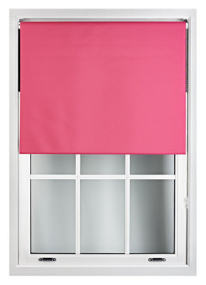 FURNISHED Blackout Roller Blinds with Metal Fittings- Fuchsia Pink Trimmable Blind for Windows and Doors (W)135cm (L)210cm