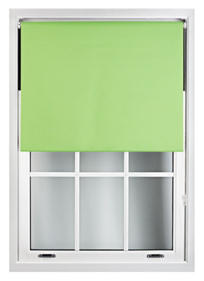 FURNISHED Blackout Roller Blinds with Metal Fittings- Lime Green Trimmable Blind for Windows and Doors (W)145cm (L)165cm