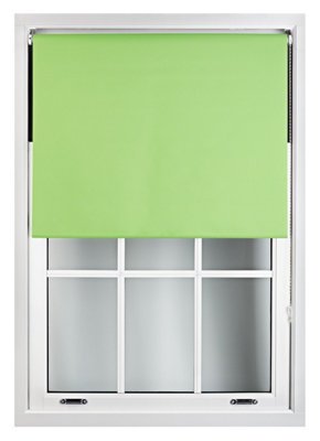 FURNISHED Blackout Roller Blinds with Metal Fittings- Lime Green Trimmable Blind for Windows and Doors (W)65cm (L)165cm