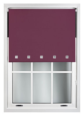 FURNISHED Blackout Roller Blinds with Square Eyelets and Metal Fittings- Aubergine Blue Trimmable (W)240cm (L)210cm