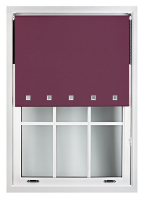 FURNISHED Blackout Roller Blinds with Square Eyelets and Metal Fittings- Aubergine Blue Trimmable (W)50cm (L)165cm