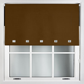 FURNISHED Blackout Roller Blinds with Square Eyelets and Metal Fittings- Brown Trimmable (W)100cm (L)165cm