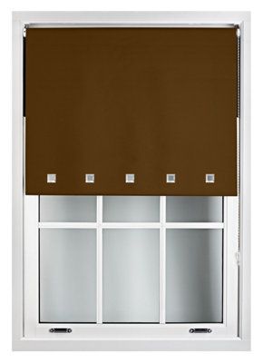 FURNISHED Blackout Roller Blinds with Square Eyelets and Metal Fittings- Brown Trimmable (W)215cm (L)165cm
