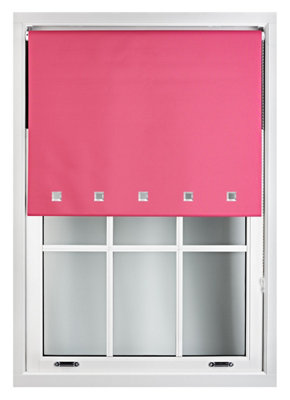 FURNISHED Blackout Roller Blinds with Square Eyelets and Metal Fittings- Fuchsia Pink Trimmable (W)220cm (L)210cm