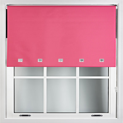 FURNISHED Blackout Roller Blinds with Square Eyelets and Metal Fittings- Fuchsia Pink Trimmable (W)235cm (L)210cm