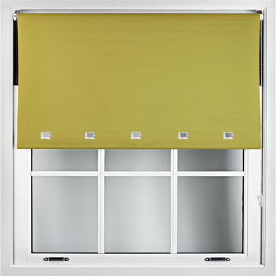 FURNISHED Blackout Roller Blinds with Square Eyelets and Metal Fittings- Green Trimmable (W)130cm (L)210cm