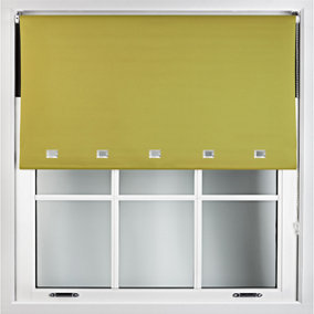 FURNISHED Blackout Roller Blinds with Square Eyelets and Metal Fittings- Green Trimmable (W)185cm (L)210cm