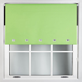 FURNISHED Blackout Roller Blinds with Square Eyelets and Metal Fittings- Lime Green Trimmable (W)100cm (L)165cm