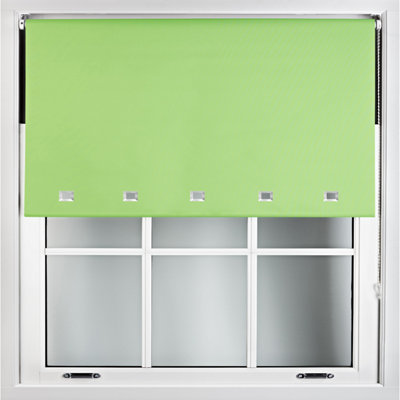 FURNISHED Blackout Roller Blinds with Square Eyelets and Metal Fittings- Lime Green Trimmable (W)115cm (L)210cm