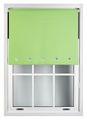 FURNISHED Blackout Roller Blinds with Square Eyelets and Metal Fittings- Lime Green Trimmable (W)220cm (L)165cm