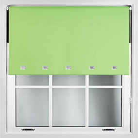 FURNISHED Blackout Roller Blinds with Square Eyelets and Metal Fittings- Lime Green Trimmable (W)75cm (L)165cm