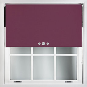 FURNISHED Blackout Roller Blinds with Triple Round Eyelets & Metal Fittings - Aubergine Blue (W)100cm (L)165cm