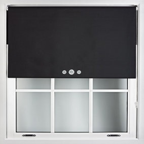 FURNISHED Blackout Roller Blinds with Triple Round Eyelets & Metal Fittings - Black (W)100cm (L)165cm