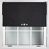 FURNISHED Blackout Roller Blinds with Triple Round Eyelets & Metal Fittings - Black (W)110cm (L)165cm