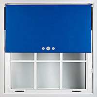 FURNISHED Blackout Roller Blinds with Triple Round Eyelets & Metal Fittings - Blue (W)110cm (L)210cm