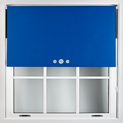 FURNISHED Blackout Roller Blinds with Triple Round Eyelets & Metal Fittings - Blue (W)170cm (L)210cm