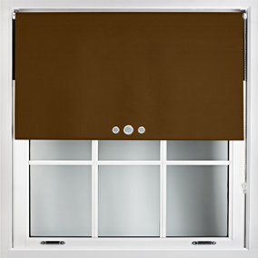 FURNISHED Blackout Roller Blinds with Triple Round Eyelets & Metal Fittings - Brown (W)100cm (L)165cm