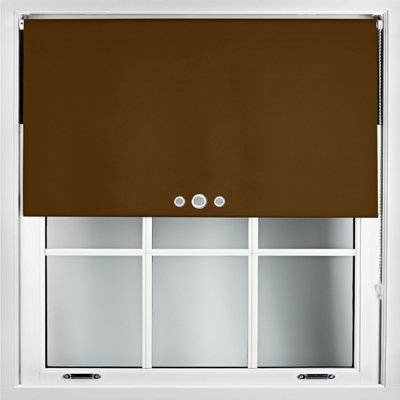 FURNISHED Blackout Roller Blinds with Triple Round Eyelets & Metal Fittings - Brown (W)120cm (L)165cm