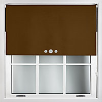 FURNISHED Blackout Roller Blinds with Triple Round Eyelets & Metal Fittings - Brown (W)130cm (L)165cm