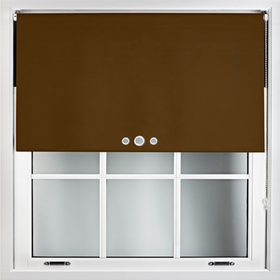 FURNISHED Blackout Roller Blinds with Triple Round Eyelets & Metal Fittings - Brown (W)75cm (L)165cm