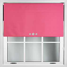FURNISHED Blackout Roller Blinds with Triple Round Eyelets & Metal Fittings - Fuchsia Pink (W)130cm (L)210cm
