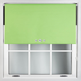 FURNISHED Blackout Roller Blinds with Triple Round Eyelets & Metal Fittings - Lime Green (W)100cm (L)165cm