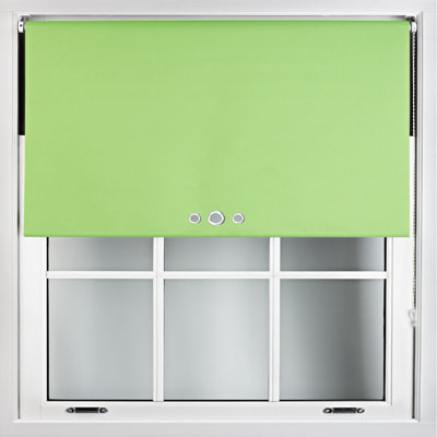 FURNISHED Blackout Roller Blinds with Triple Round Eyelets & Metal Fittings - Lime Green (W)145cm (L)165cm