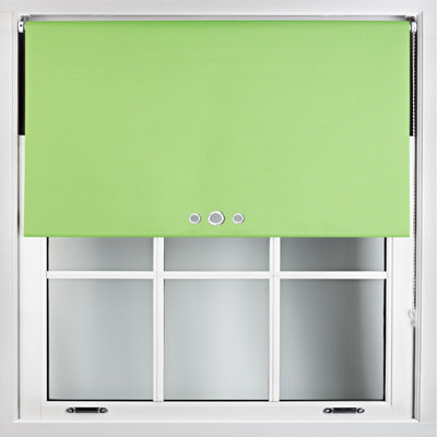FURNISHED Blackout Roller Blinds with Triple Round Eyelets & Metal Fittings - Lime Green (W)50cm (L)165cm