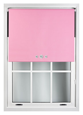 FURNISHED Blackout Roller Blinds with Triple Round Eyelets & Metal Fittings - Pink (W)130cm (L)210cm