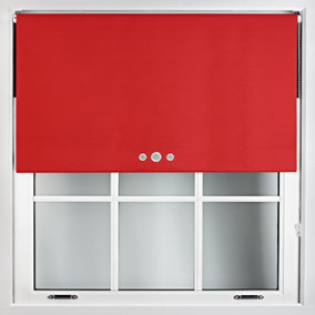 FURNISHED Blackout Roller Blinds with Triple Round Eyelets & Metal Fittings - Red (W)100cm (L)165cm