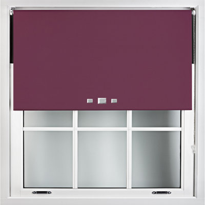 FURNISHED Blackout Roller Blinds with Triple Square Eyelets and Metal Fittings- Aubergine Blue Trimmable (W)115cm (L)210cm