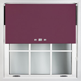 FURNISHED Blackout Roller Blinds with Triple Square Eyelets and Metal Fittings- Aubergine Blue Trimmable (W)140cm (L)165cm