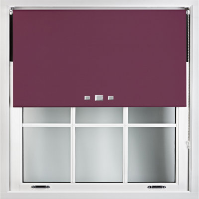 FURNISHED Blackout Roller Blinds with Triple Square Eyelets and Metal Fittings- Aubergine Blue Trimmable (W)190cm (L)210cm