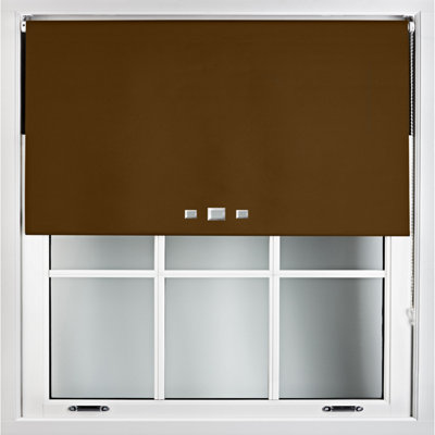 FURNISHED Blackout Roller Blinds with Triple Square Eyelets and Metal Fittings- Brown Trimmable (W)90cm (L)210cm